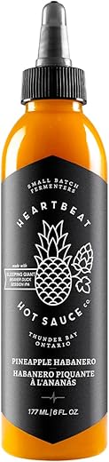Heartbeat Hot Sauce- Pineapple Habanero, 6 oz- Small Batch & Handmade, Vegan, Preservative Free
