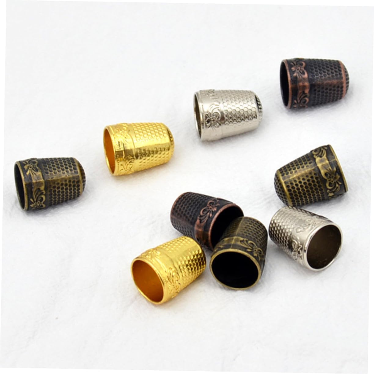 Uonlytech 10pcs Thimble Finger Cots Sewing Finger Tips Protector Vintage Style Professional Sewing Accessory