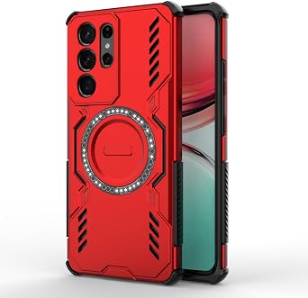 Case Cover for Samsung Galaxy S21 Ultra 6.8" Inches Shockproof Armor Rugged Slim Mobile Phone Shell, Magnetic TPU, 360 Protection, Wireless Charging - Red