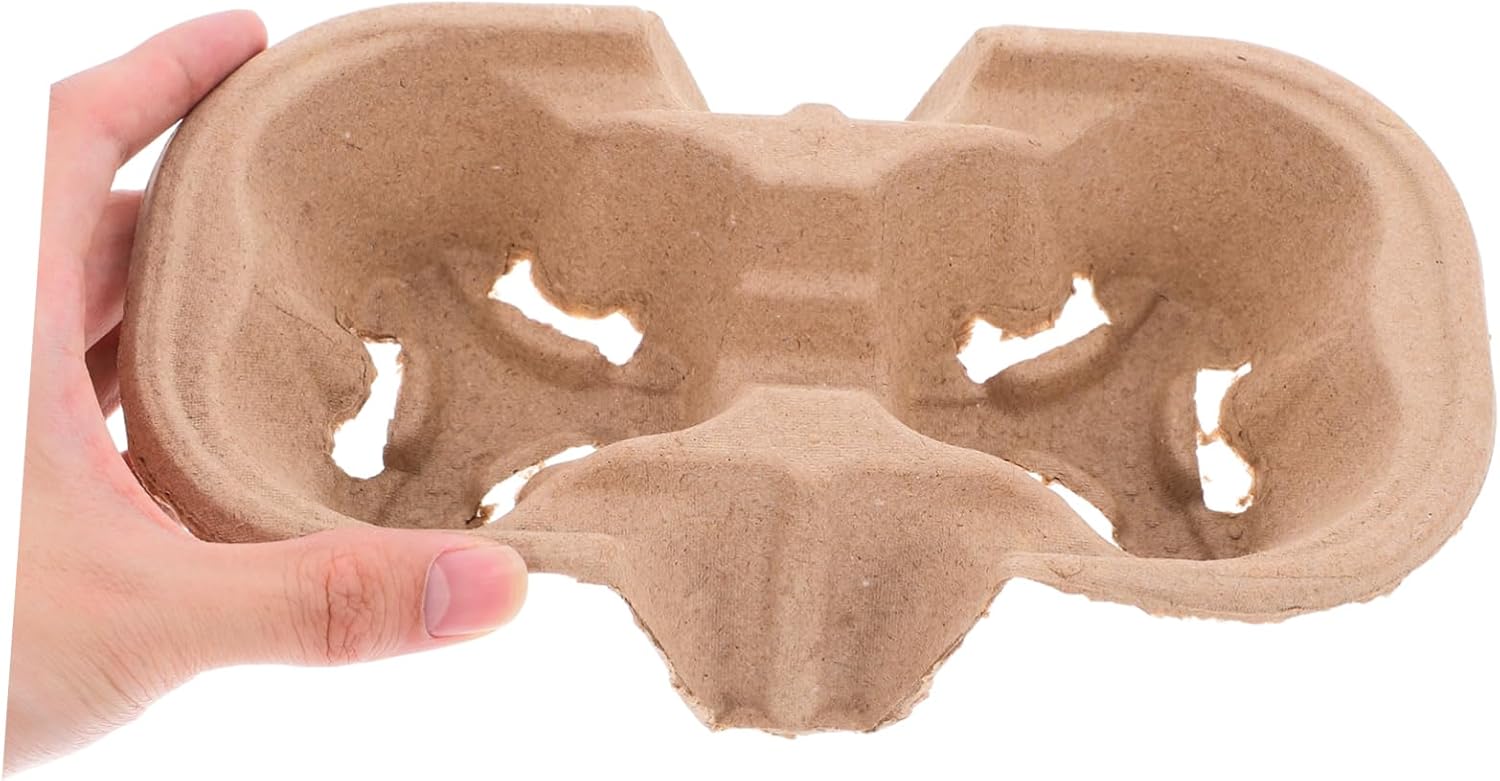 50pcs Cup Holder Tray for Takeout Drinks Cup Carrier Lightweight and Pulp Material for Tea and