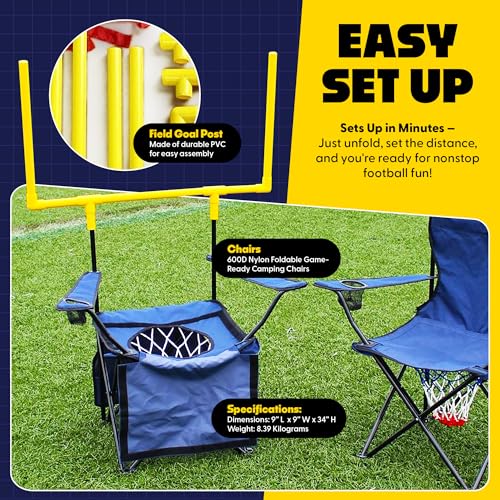 QB54 - The Ultimate Football Yard Game Set, Outdoor Football Toss for Tailgating, Backyard, Beach, Park, Tournaments, Sports Training, Score Touchdowns, Kick Field Goals