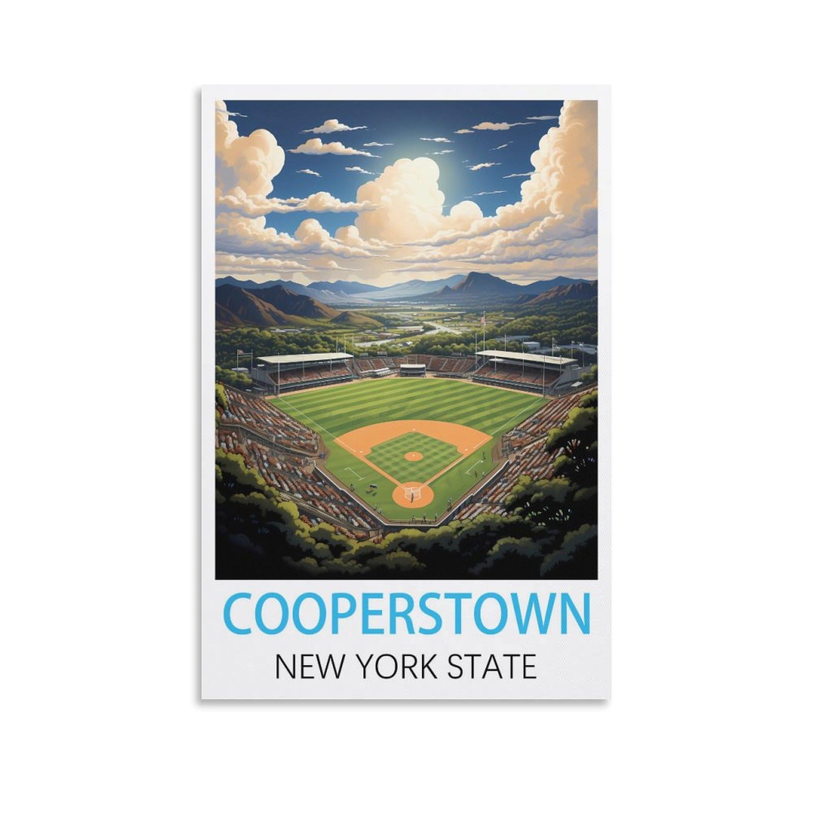 Vintage Metal Tin Wall Sign Cooperstown New York State Art Plaque Poster Wall Decor for Home Tool Room Bar Club Restaurant Cafe 30x30cm