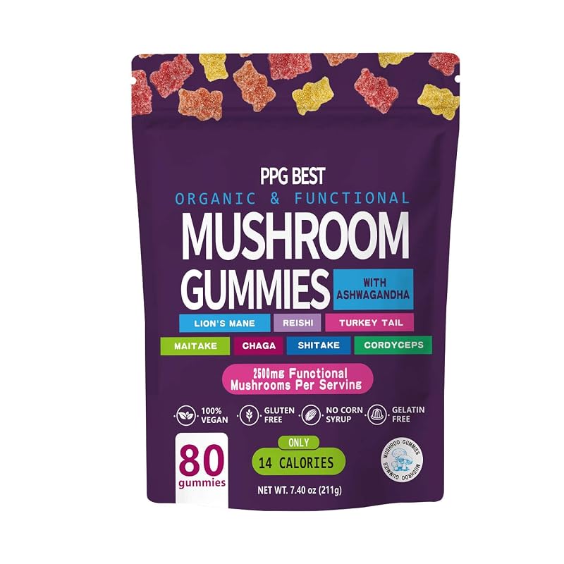 PPG BEST Gomas de Cogumelos com Ashwagandha e Blend de Cogumelos 250 mg + 2.500 mg, 1 unidade