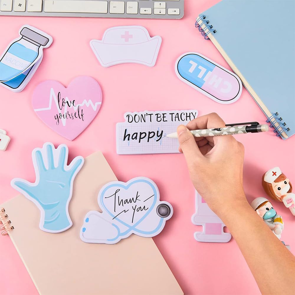 Keboyoe 16 Pack 480 Sheets Funny Nurse Sticky Notes Nursing Self Stick Note Pads Medical Themed Cute Memo Pads Notepads Booklet Memo Notepads Nurse Gifts for Hospital School Office Supplies(Blue,Pink) - Image 4