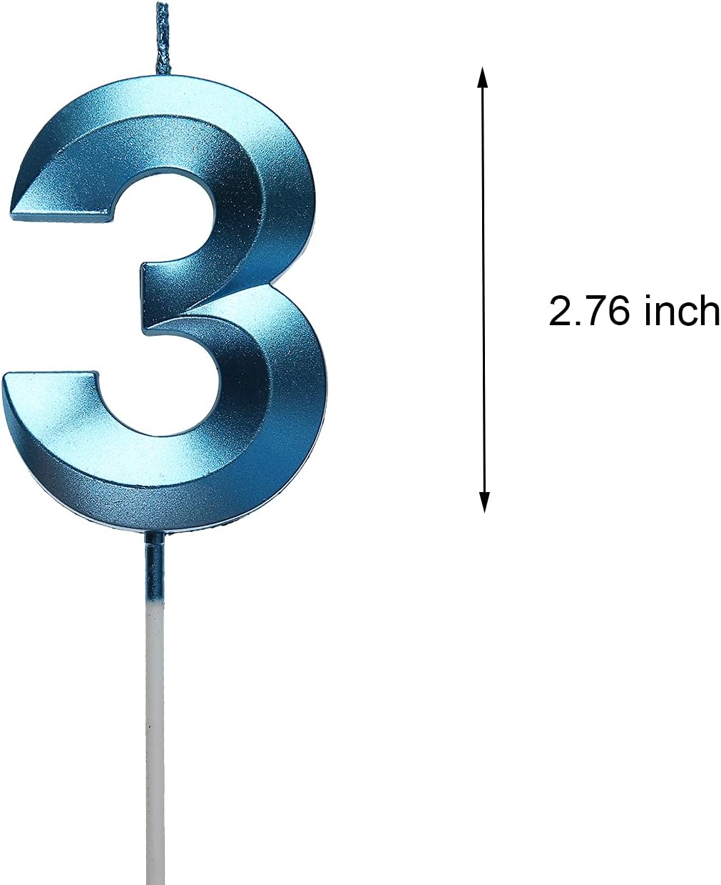 2.76 inch Blue 3 Birthday Candles,3D Number 3rd Cake Topper for Birthday Decorations No 31 32 33 34 35 36 37 38 39