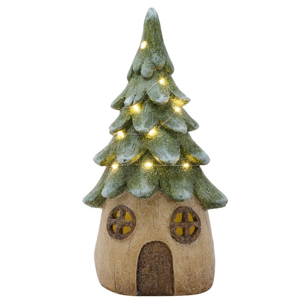 Widdop Light Up LED Tree House Christmas Decoration Rustic Homeware Ornament