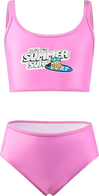 Angel season Girls Swimsuit Bikini Set Two Piece Tankini Bathing Suit Teens High Waisted Beach Swimwear Cute Size 7-14