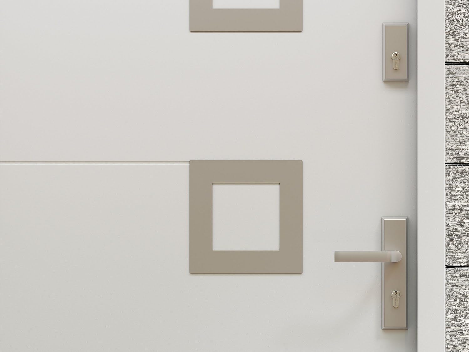 Vente-unique - Puerta de entrada de acero macizo y acero inoxidable de 207 cm de alto x 100 cm de ancho, color blanco - apertura izquierda - TIFANA