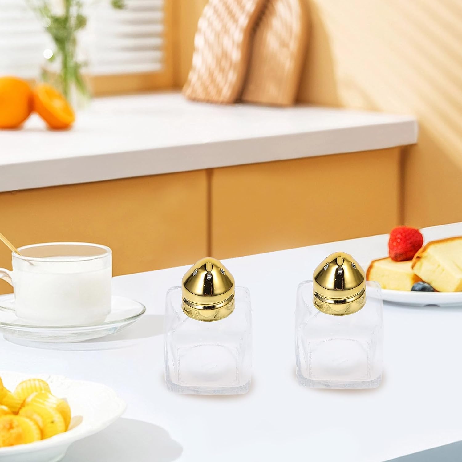 3 Pack 15ml Glass Salt and Pepper Shakers with Stainless Steel Tops
