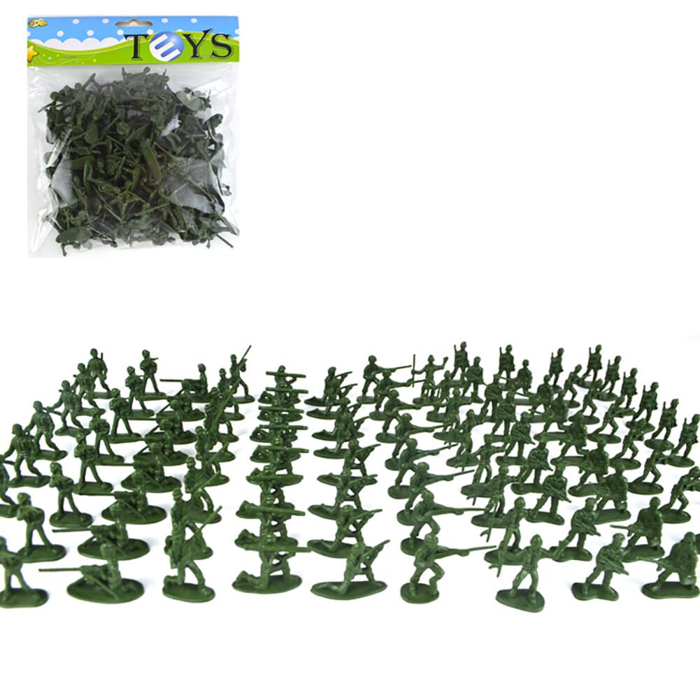 Uposao 100Pcs Military Soldier Playset Plastic Army Men Action Figures Battle Group, Model Military Figures Set Military Toy Educational Toy for Boys Kids Children — image 1