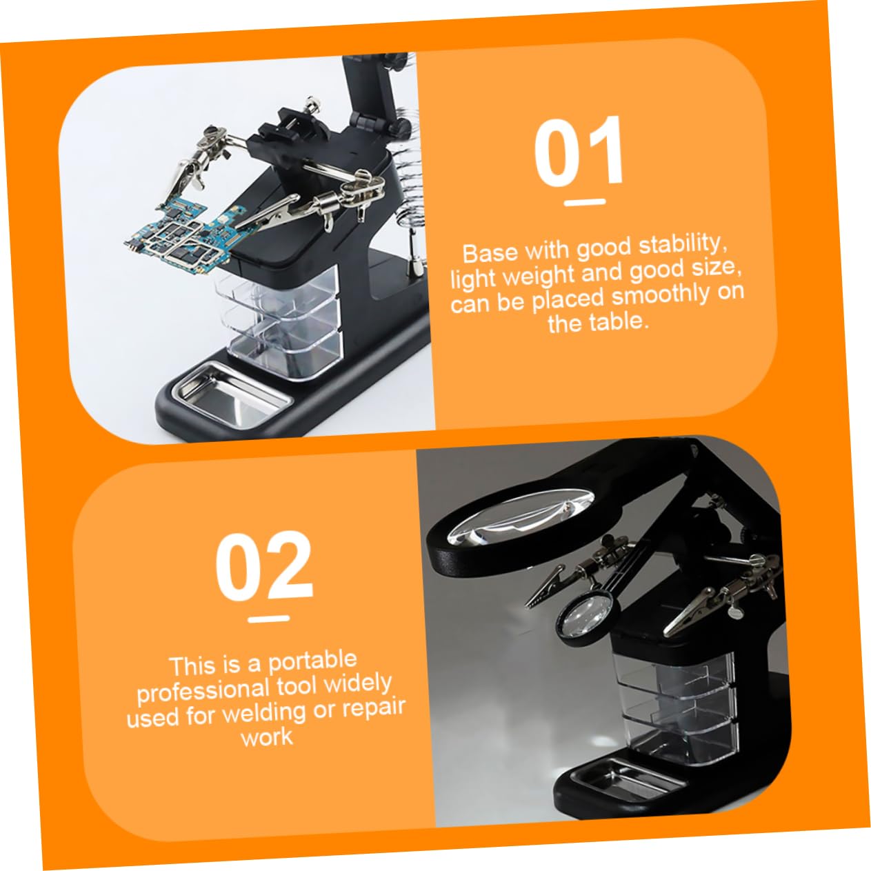 BESPORTBLE Stable Magnifying Glass Soldering Station 360° Rotation for Easy Adjustment for Electronics