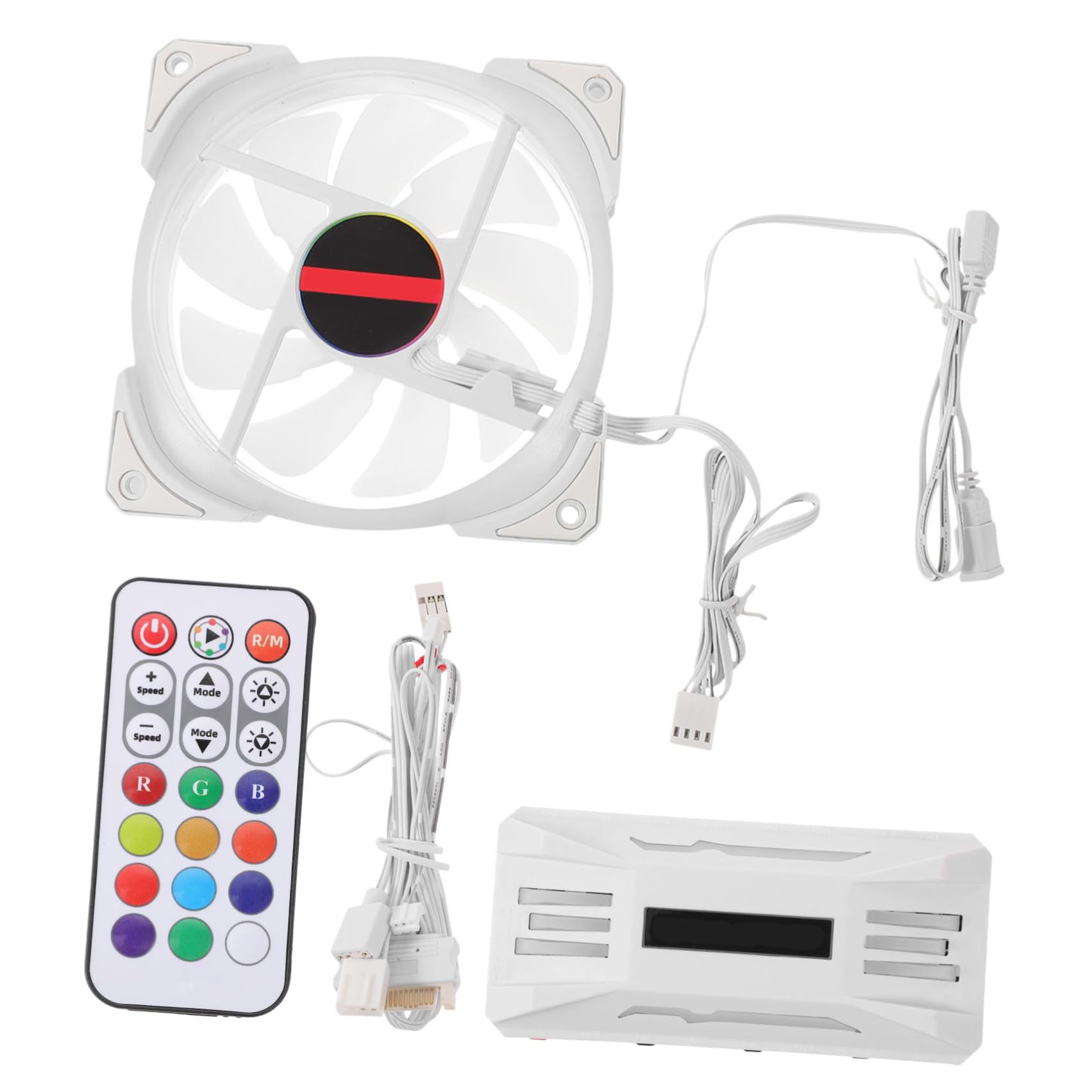Ventilador de Refrigeración Rgb de 12cm, Doble Anillo, Blanco