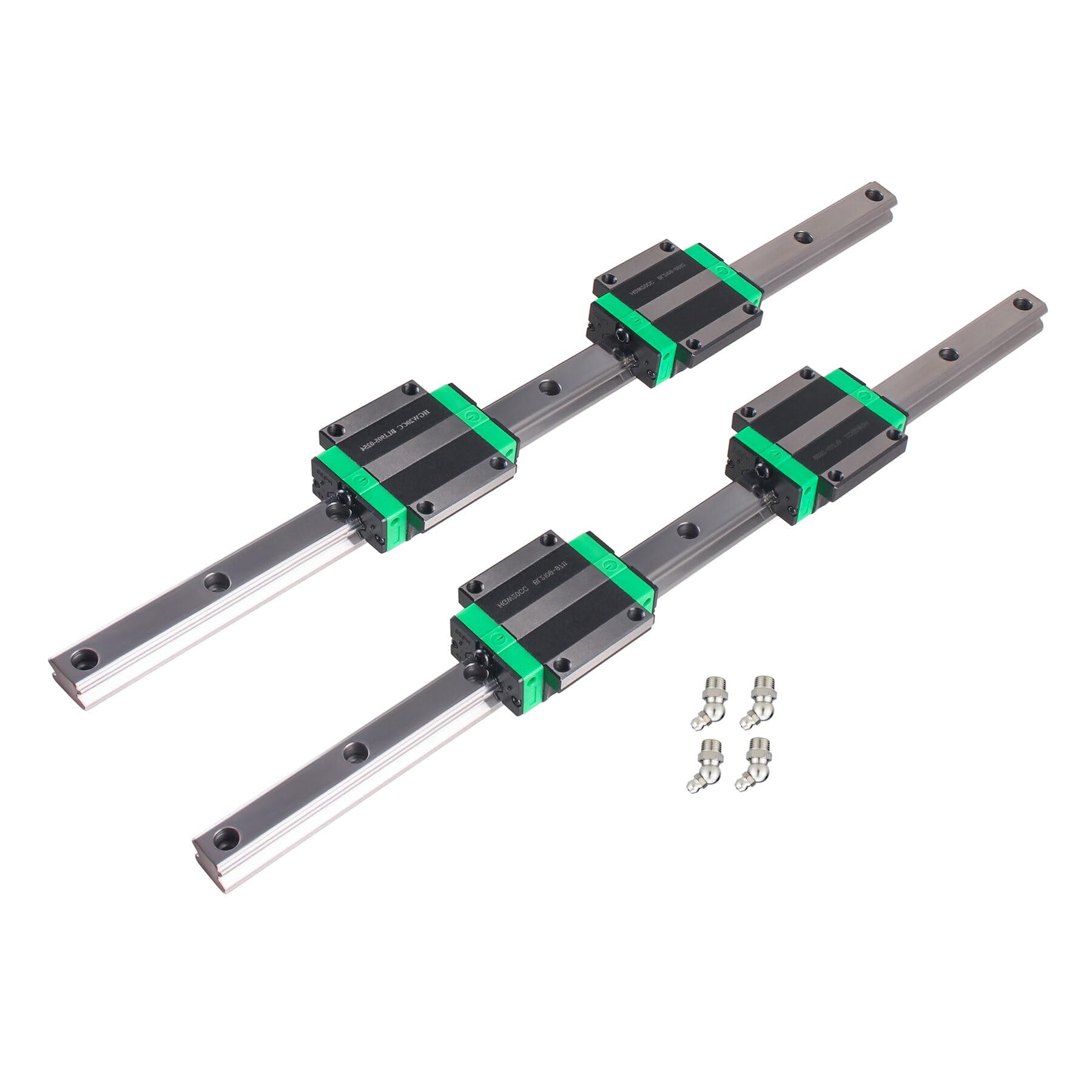 Guía lineal 2 piezas HGR20 1500 mm riel lineal con 4 bloques de rodamiento HGW20CC para impresora 3D DIY, máquina CNC, dispositivos eléctricos, tornos, riel guía lineal