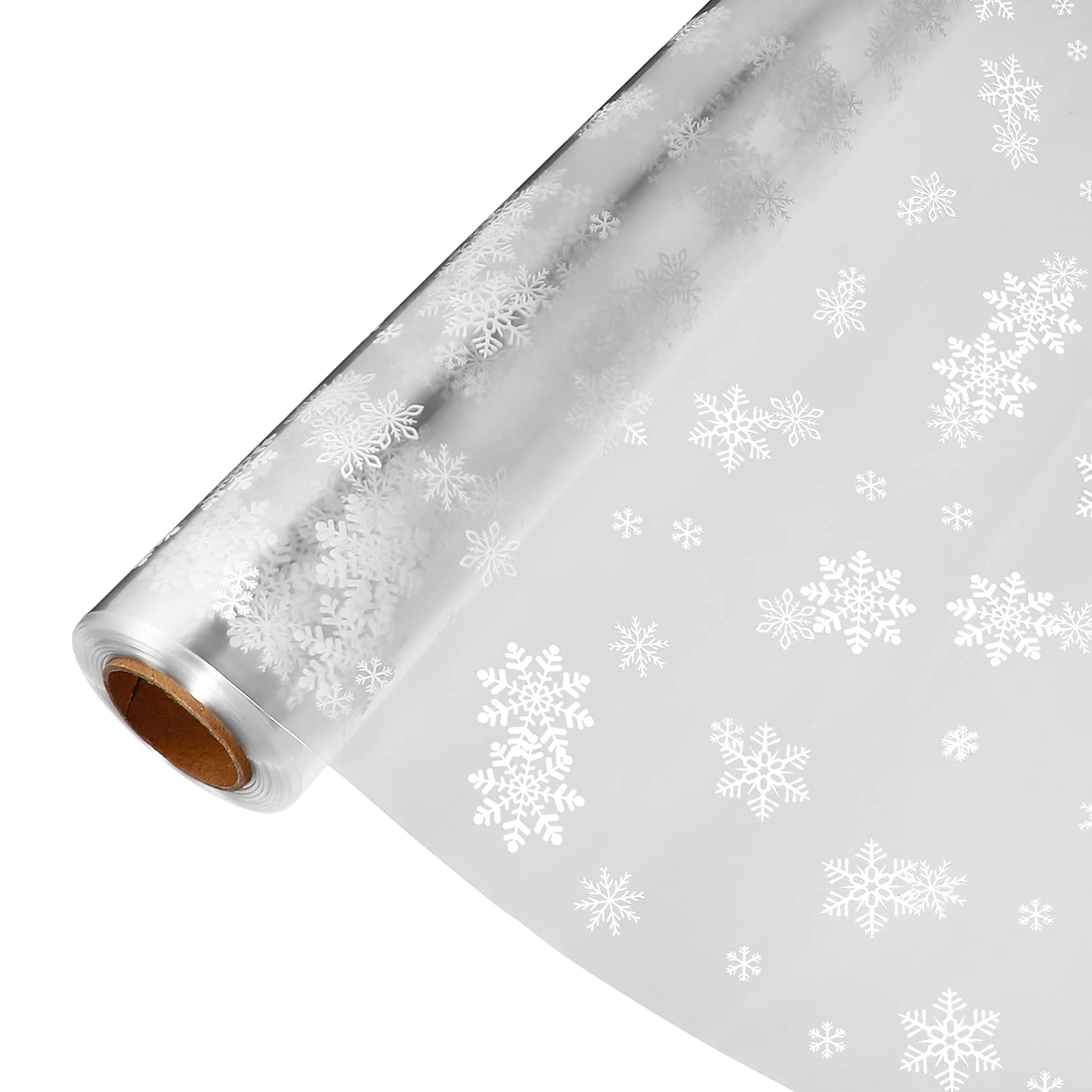 Schneeflocke Wrap Klar Zellophan Wrap Rolle Weihnachten Geschenk Verpackung Papier Snack Behandeln Taschen Körbe Ornamente (3000X86cm)