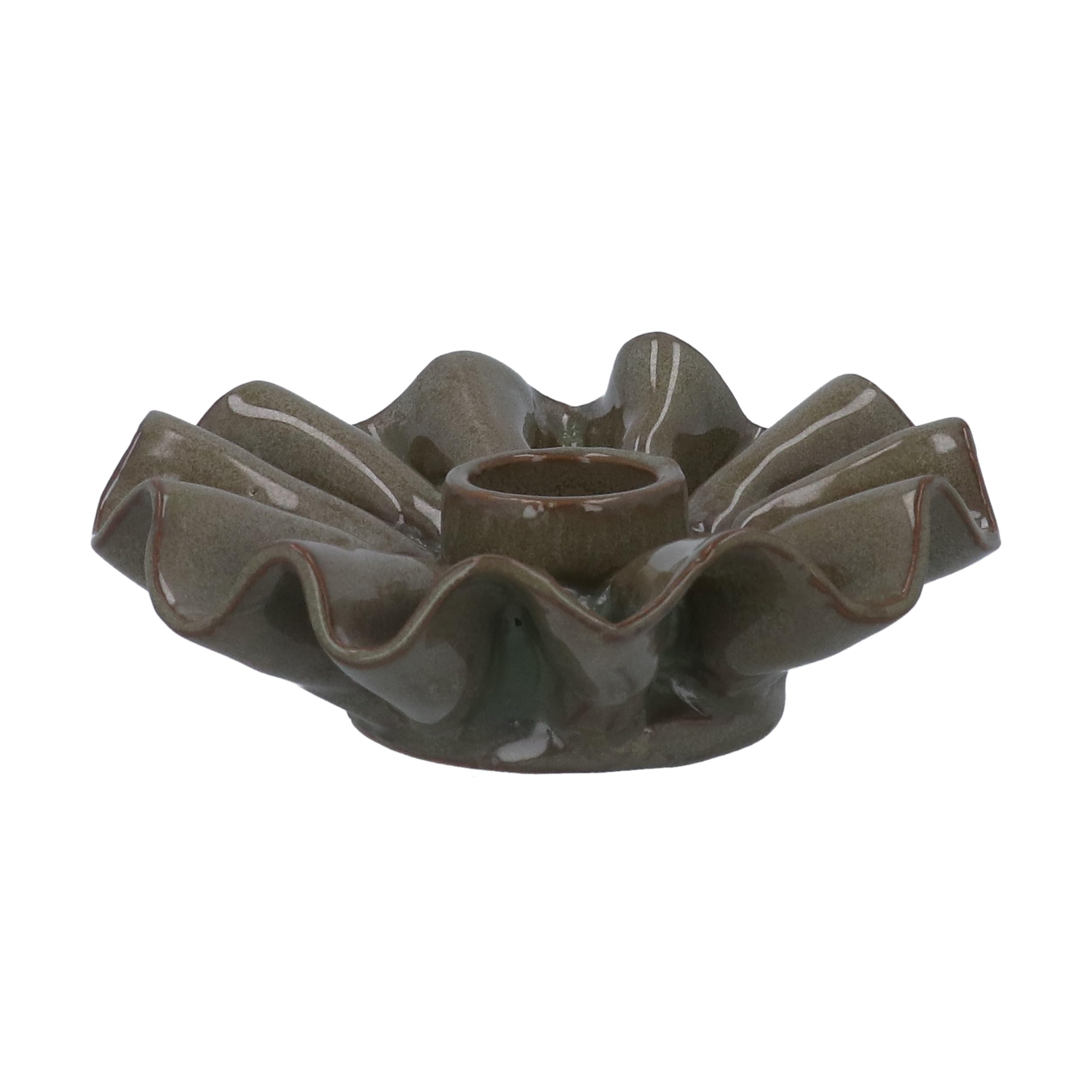 Gisela Graham Green Porcelain Frill Candle Holder