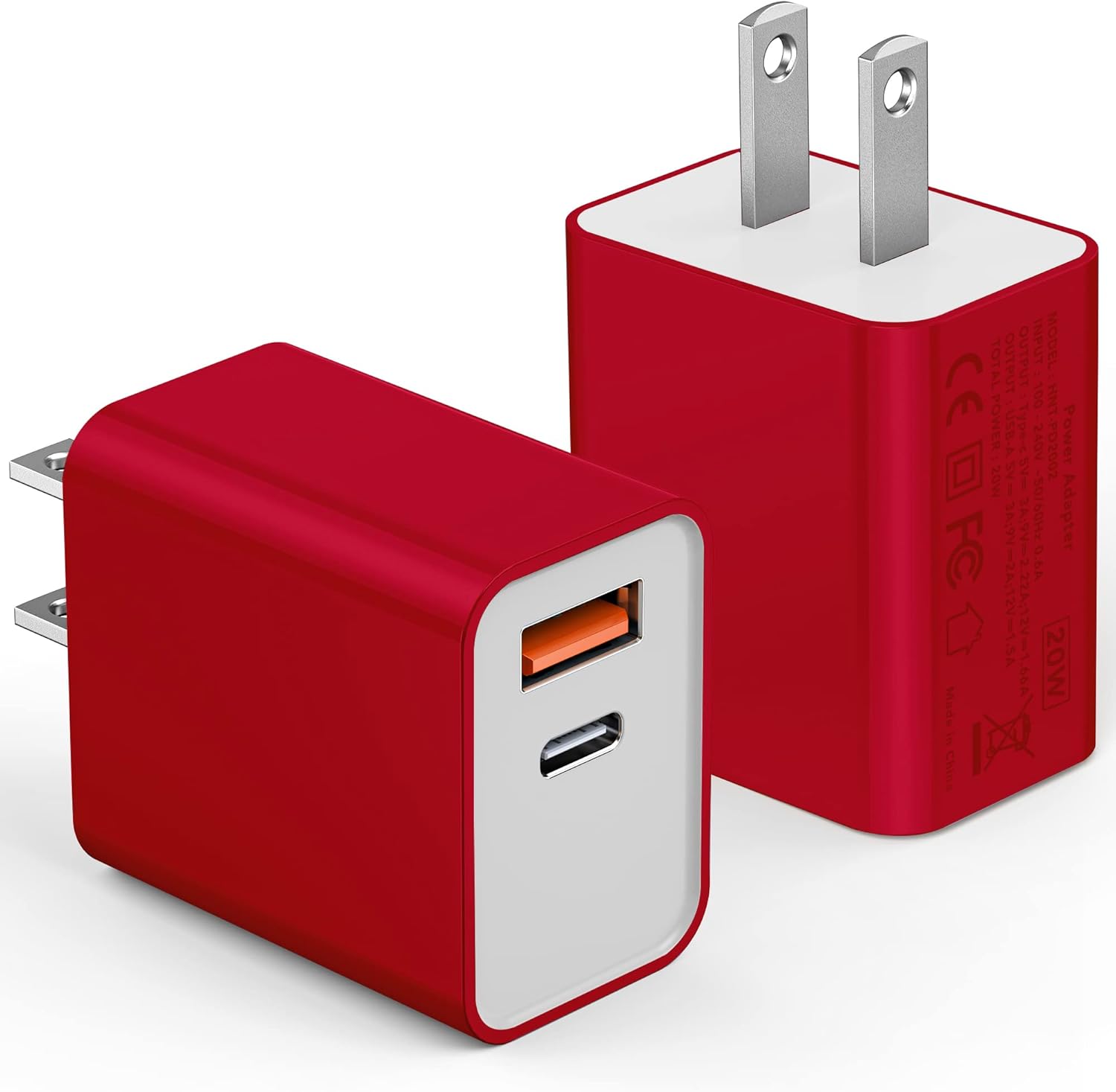 USB C Wall Charger Block 20W, 2-Pack Dual Port PD Power Delivery Fast Type C Charging Block Plug Adapter for iPhone 11/12/13/14/Pro Max, XS/XR/X, iPad Pro, AirPods Pro, Samsung Galaxy and More(White) : Electronics
