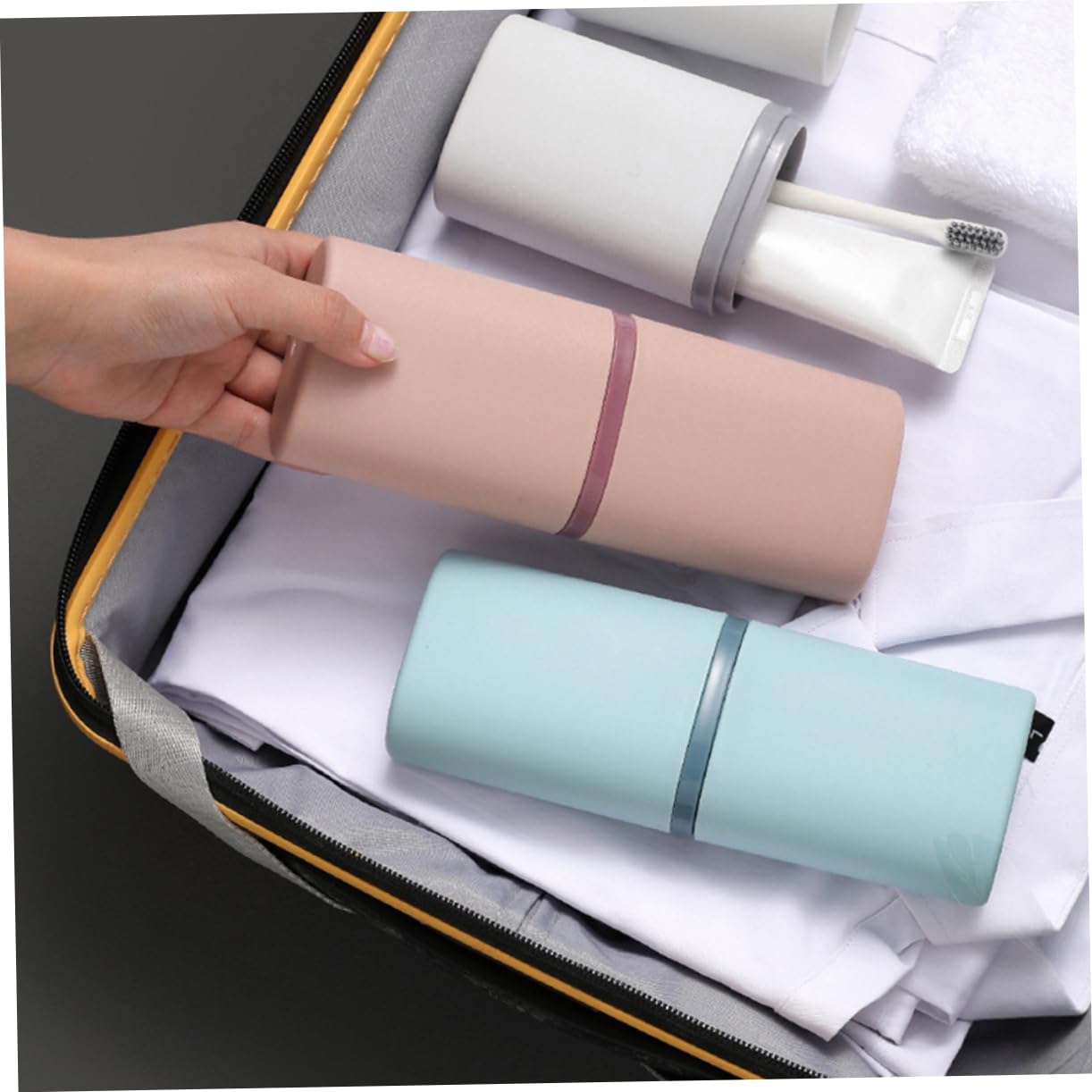 STOBAZA Caja De Cepillo De Dientes Portátil De Estuche De Almacenamiento para Pasta De Dientes Y Cepillo para Y Uso Casa Colores Pastel 4 Piezas X 4
