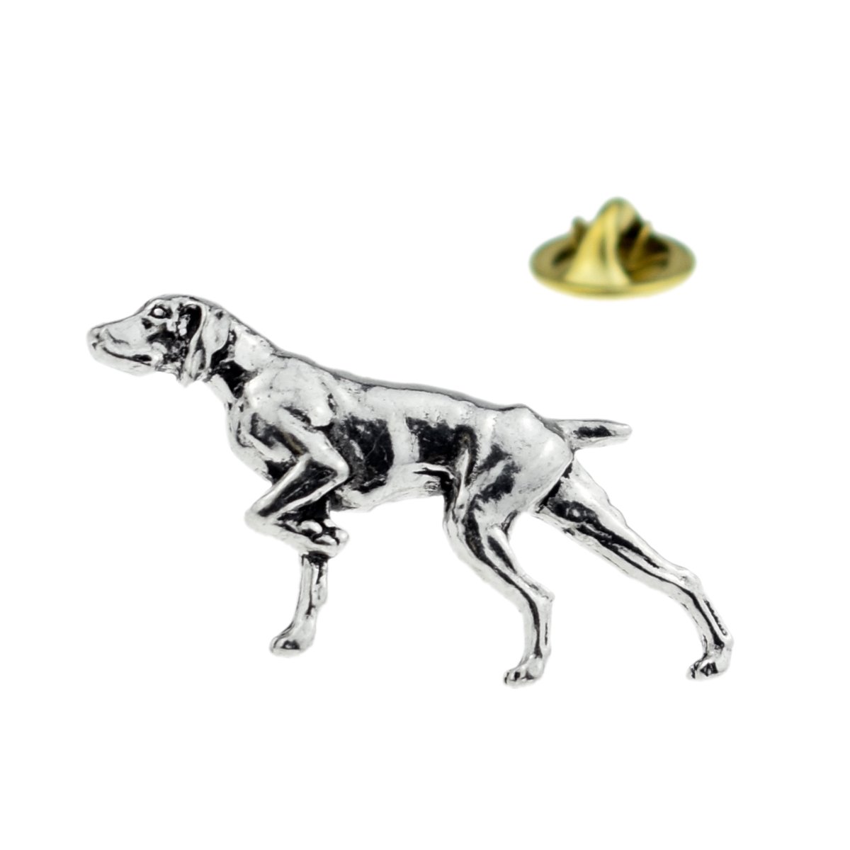 Gtr Silver A30 Pointer Dog English Pewter Lapel Pin Badge