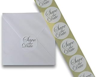 100 x 45MM White Round Save The Date Wedding Stickers Invitations Seals AMZ005