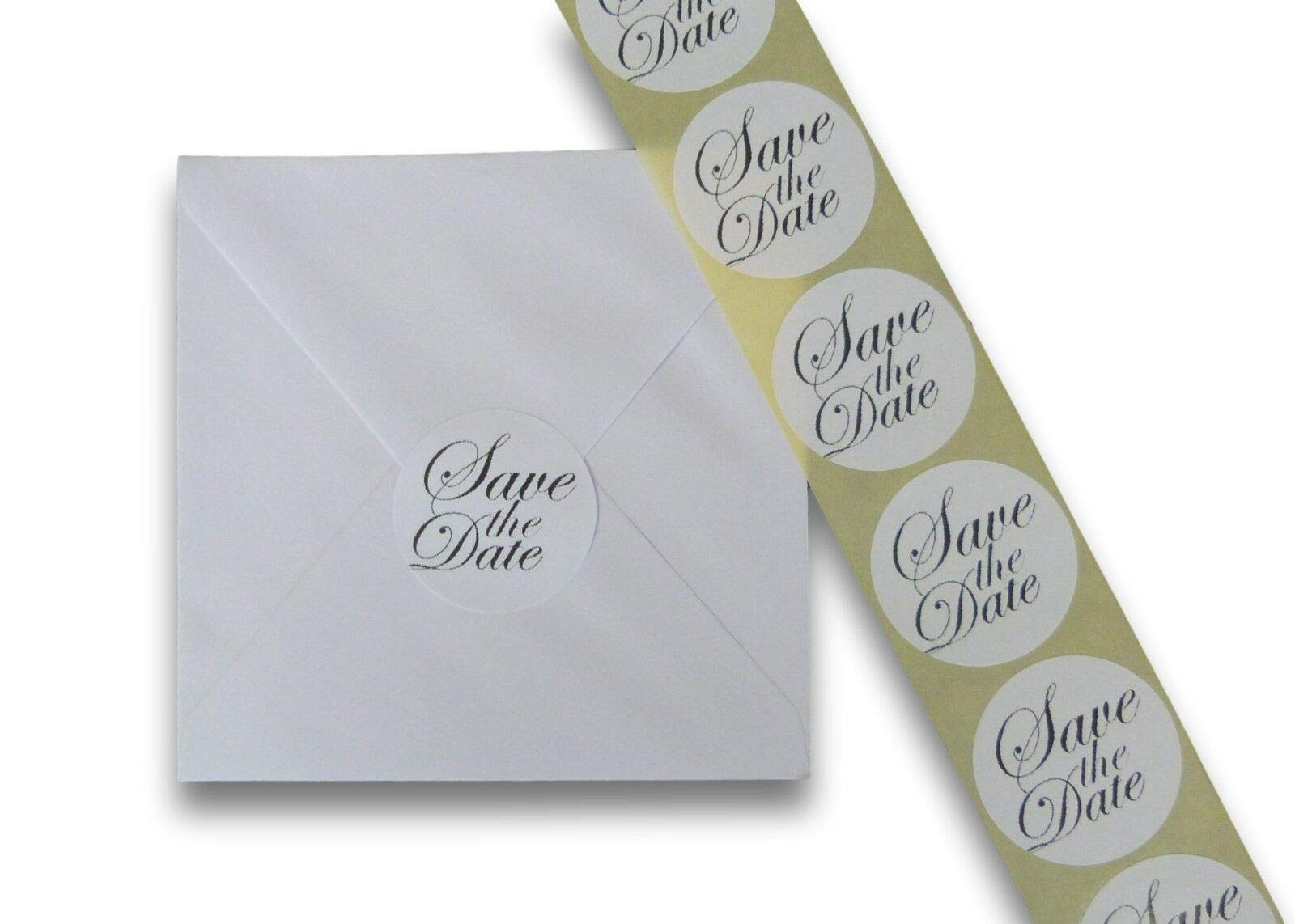 100 x 45MM White Round Save The Date Wedding Stickers Invitations Seals AMZ005