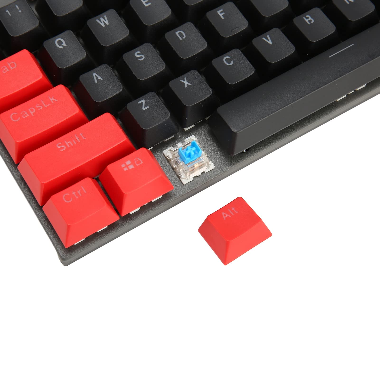 Teclado Mecánico de Dos Colores, Teclado Mecánico para Juegos, 87 Teclas, Ultradelgado, RGB, Retroiluminado, Teclado con Cable USB con Interruptores Azules, para PC Gamer (Alámbrico Negro Rojo)
