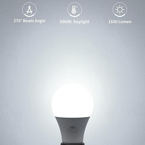 Miniatura 2 de Bombillas LED brillantes equivalentes a 100 W, luz blanca diurna 5000K A19, Focos LED para casa, para cocina, dormitorio, interior, 1500 lúmenes