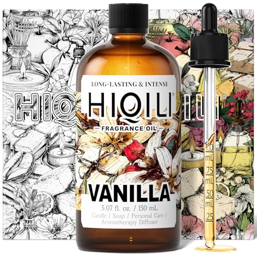 Image of HIQILI Vanilla Fragrance Oil for Body Spray - 5.07 Fl Oz | Vanilla Oleoresin Scent, Diffuser Use, Essential Oil for Candle, Soap, and Women Perfume Making
