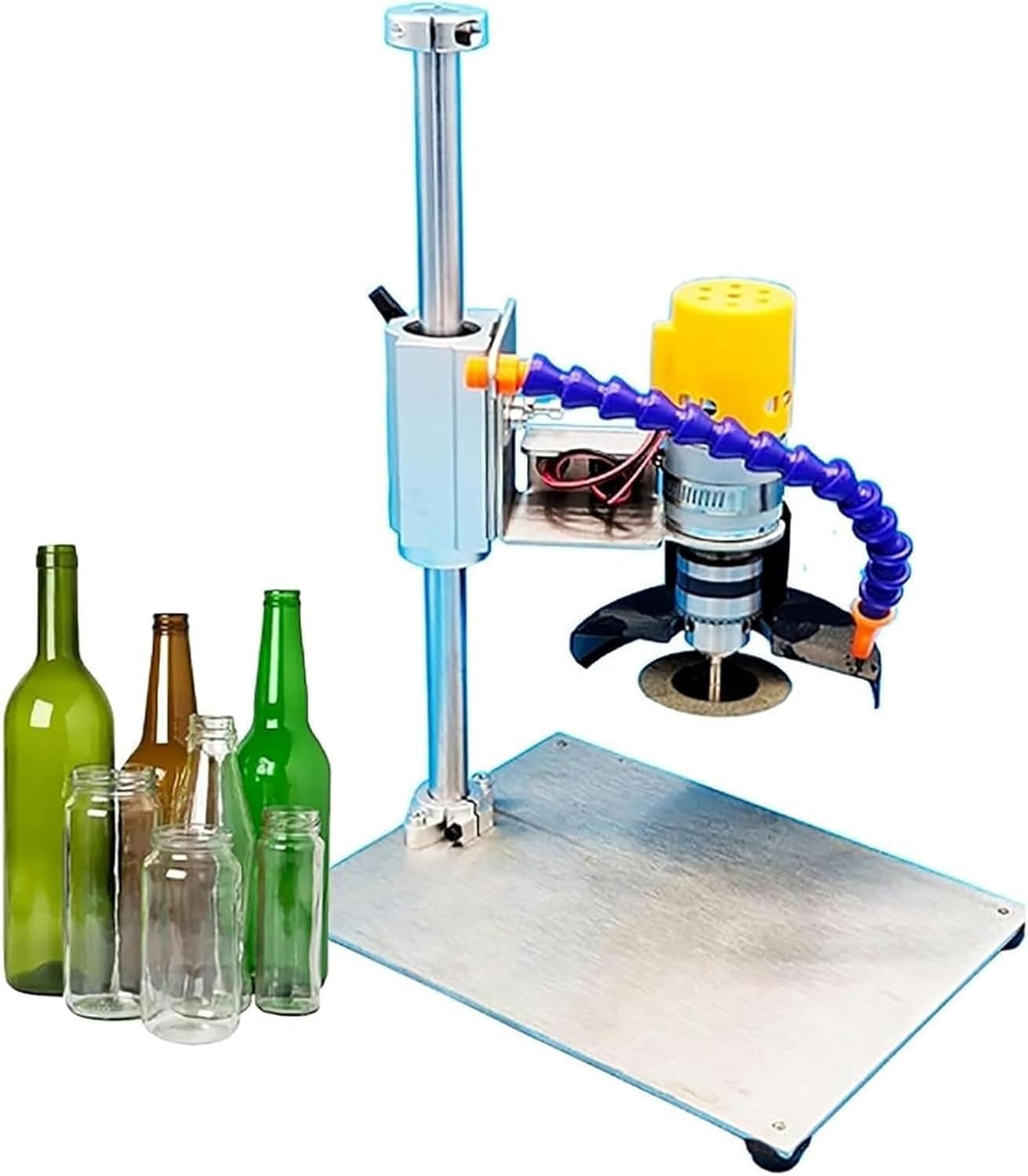 Tagliabottiglie Elettrico In Vetro, Macchina Tagliabottiglie Regolabile, Utensile A 7 Velocità Da 3000 A 6000 Giri/min Con Base In Acciaio Inox 304, Lame Diamantate E Regolazione Dellaltezza.