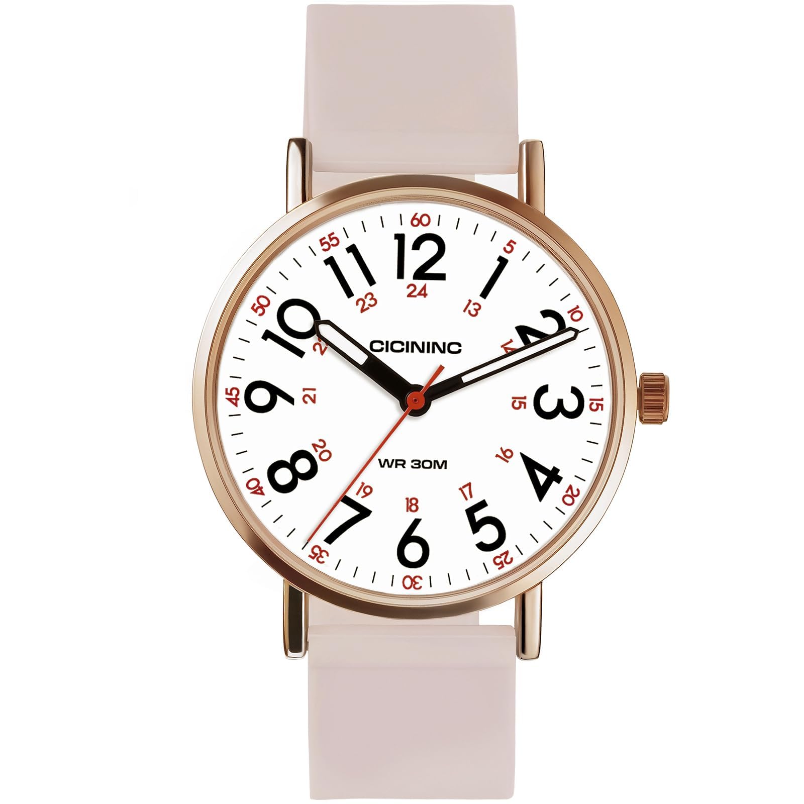 Nurse Watch for Women&Men,Analog Nursing Watches with 12/24 Hour Military Time,Second Hand