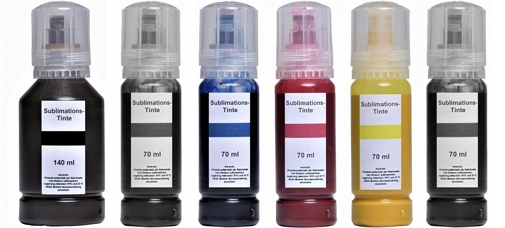 490 ml d'encre de sublimation compatible avec Epson Ecotank 114 pour EcoTank ET-8500, ET-8550-140 ml noir + 70 ml photo-noir, cyan, magenta, jaune, gris