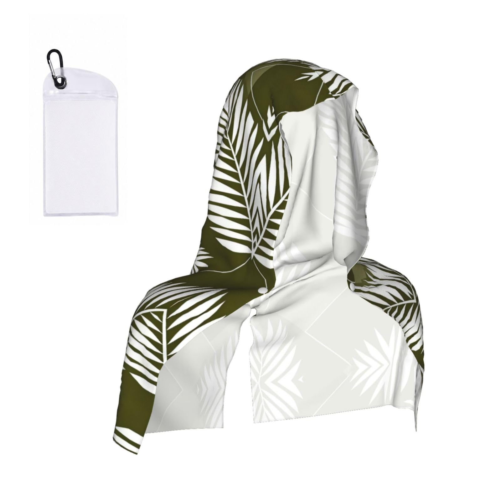 CNTDBU Olive Palm Leaf Cooling Towel Hooded-Instant Chill Neck Cover for Sports, UV Cooling Rag for Running Gym