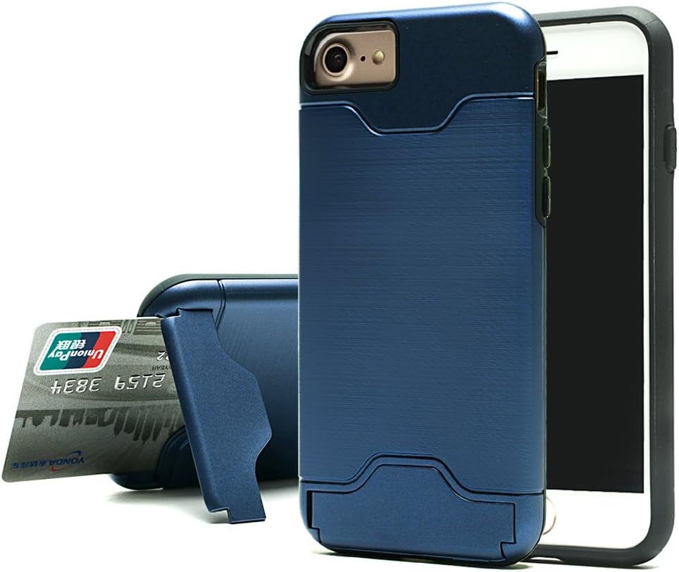 iPhone 7/8 Case, NAISU [Card Slot Holder] Slim Dual Layer Hybrid Shockproof Protective Cover with Kickstand for Apple iPhone 7/8 (4.7Inch) - Navy