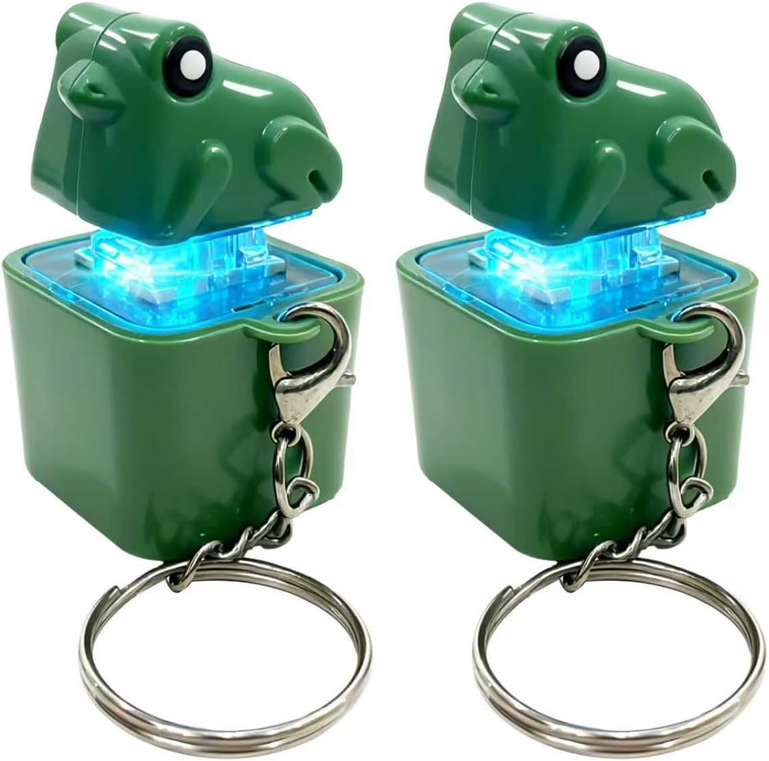 Quacking Duck & Croaking Frog Fidget Toy, Rechargeable Quacking Duck Keychain with Sound LED Lights, Duck & Frog Fidget Clicker, Fun & Portable Anxiety Relief Toy (Duck+Frog)