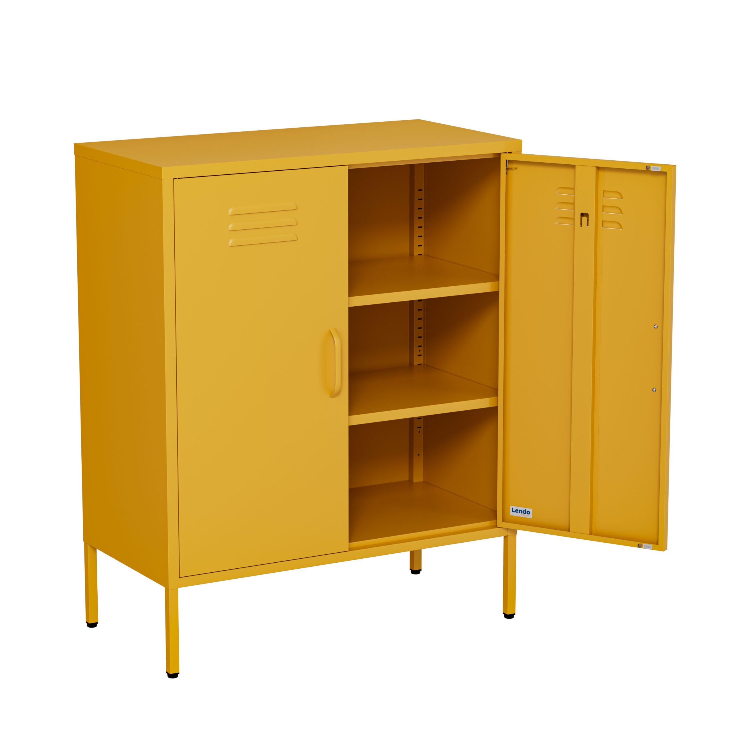 Aparador Metálico – Mueble de Almacenaje Industrial para Salón – 80x40x100 cm – Cómoda de Acero con Recubrimiento en Polvo (Amarillo)