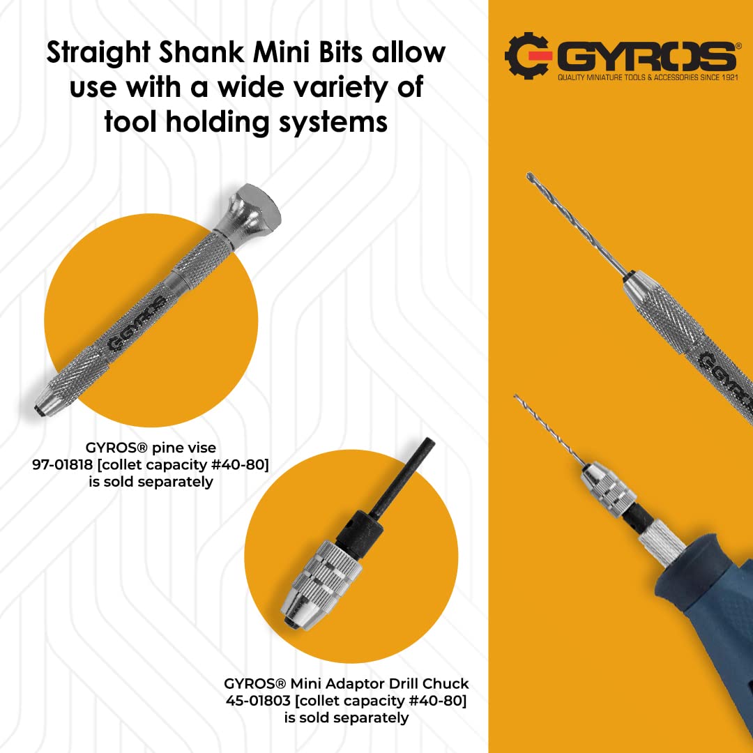 GYROS 11 PCS Mini Twist Drill Bit Set #50 to #60 w/Dome Storage Case, High-Speed Steel Wire Gauge Micro Drill Bits for Jewelry, Plastic, & Soft Metal | Small Drill Bits for Pin Vise & Rotary Tool