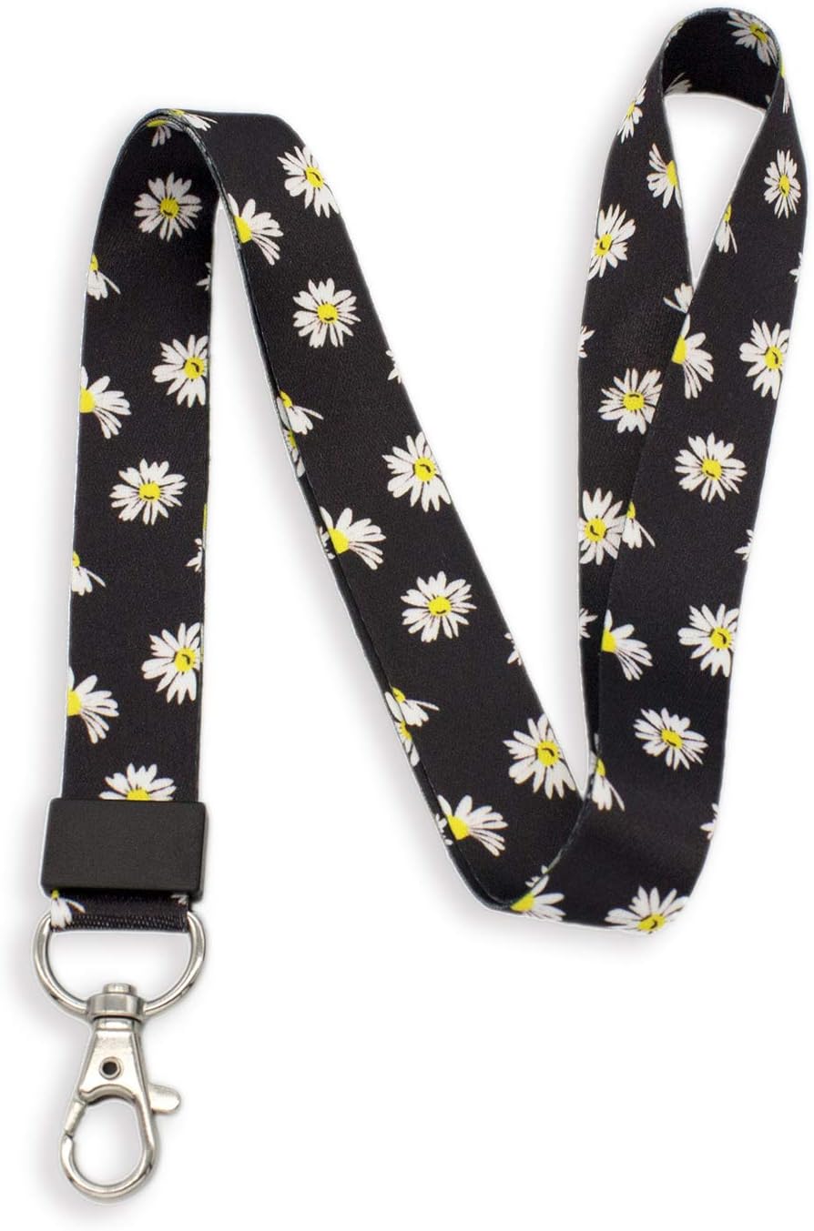 SENLLY Daisies Neck Lanyard Strap Premium Quality with Metal Clasp, for Id Badges, Card Holder, Keychain, Cell Mobile Phone, Lightweight Items etc