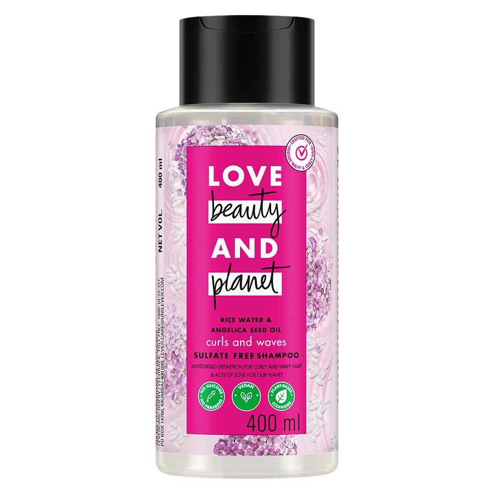 Love Beauty And Planet Rice Water & Angelica Seed Oil Silicone-Free Curl & Waves Shampoo|| No Parabens|| No Sulfates|| Ang