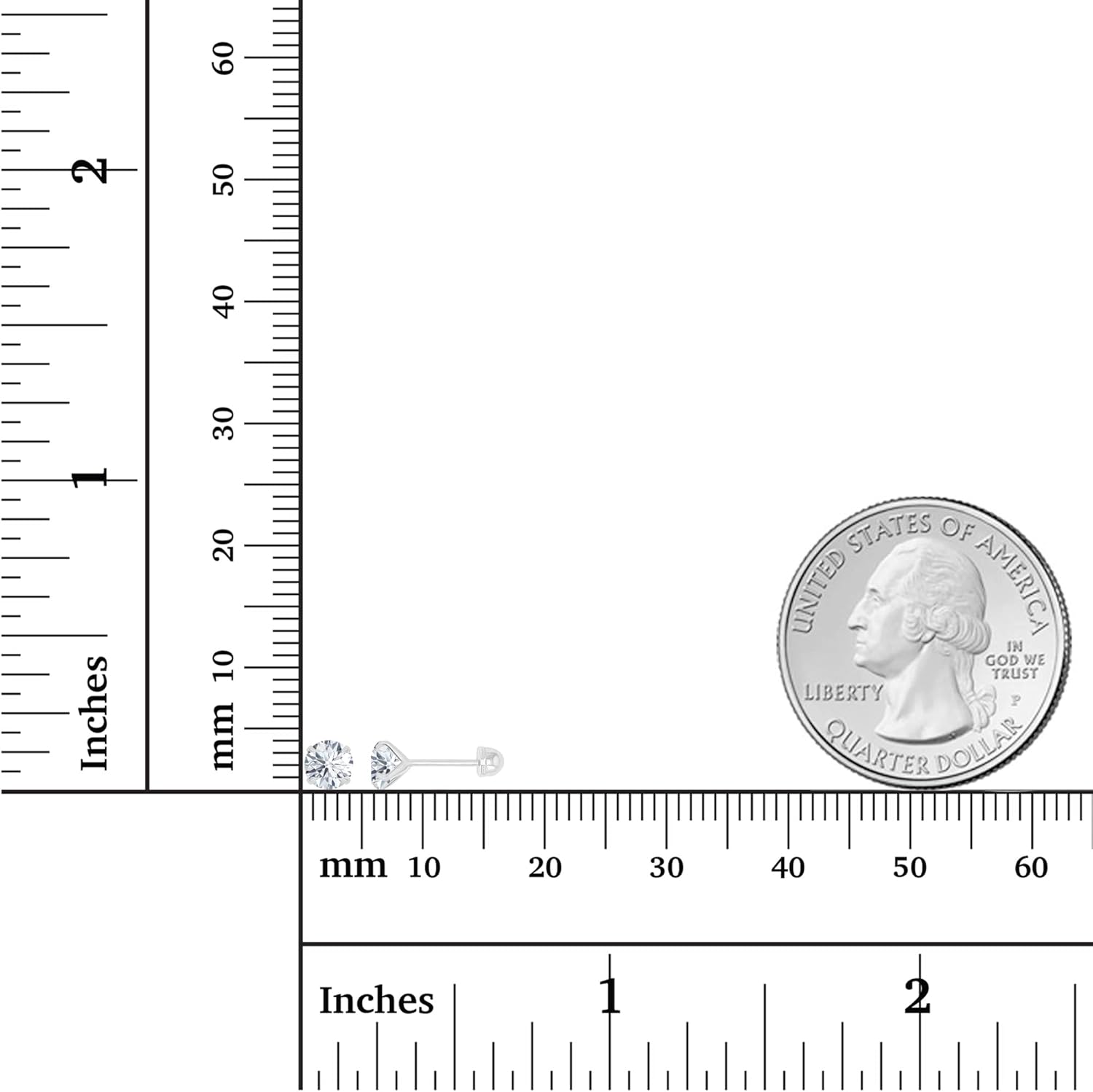 Solid 14k Yellow Gold Hypoallergenic AAA Cubic Zirconia Solitaire Screw Back Stud Earrings Secure Screw On Backs, 3mm-7mm - Image 4