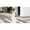 Bdcoco-Womens-V-Neck-Floral-Lace-Wedding-Dress-Short-Sleeve-Bridesmaid-Evening-Party-Maxi-Dress Bdcoco Womens Plunge V Neck Lace Maxi Dress Short Sleeve Cocktail Party Wedding Dresses White