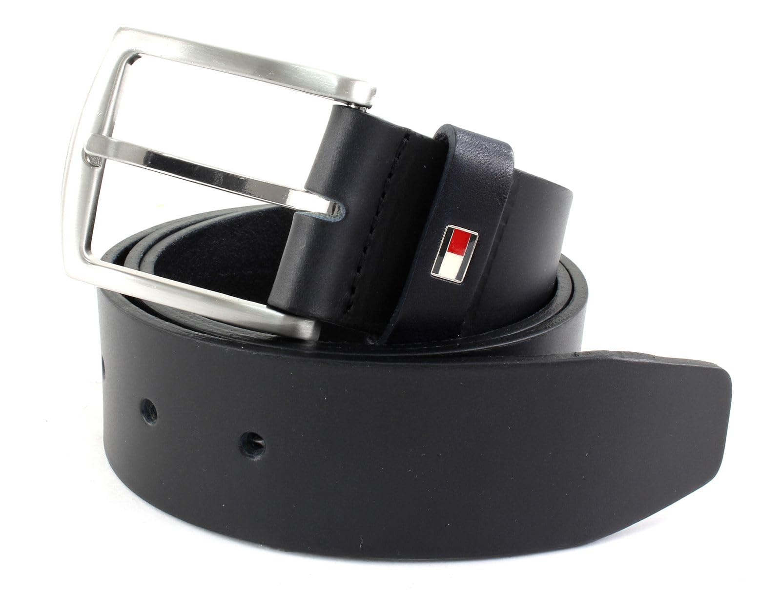 Tommy Hilfiger - Belts for Men - Leather Belts For Men - Metal Buckle And Details - 100% Genuine Leather - Denton Belt - Midnight - 85