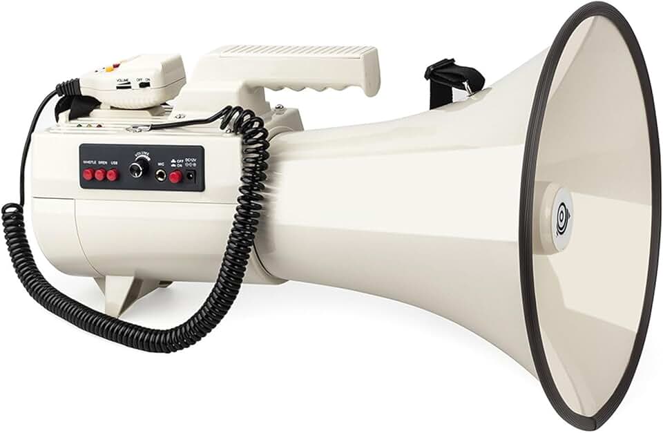 Megafone profissional de 75 W com gravação, sirene, lâmpada USB e leitor SD para alto-falante portátil ao ar livre