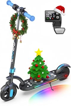 Gyroor H40 Kids Electric Scooter, 180W Motor, Up to 10 MPH, LED Display & Colorful Lights, Adjustable Height, for Boys & Girls Ages 8-12, Great Birthday Gift