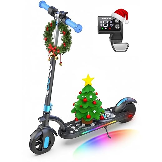 Gyroor H40 Kids Electric Scooter, 180W Motor, Up to 10 MPH, LED Display & Colorful Lights, Adjustable Height, for Boys & Girls Ages 8-12, Great Birthday Gift