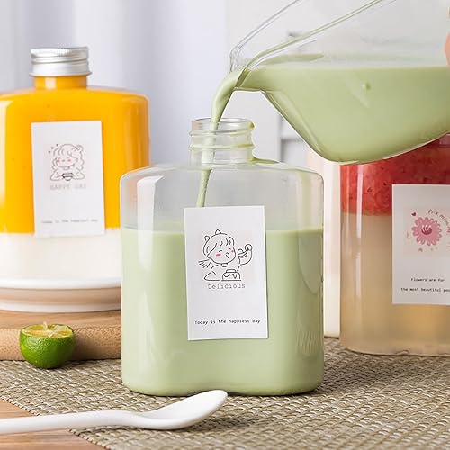 Miniatura 5 de Elsjoy Paquete de 24 botellas de plástico con tapas botellas desechables de jugo de 85 onzas mini recipiente de bebidas botella de agua portátil