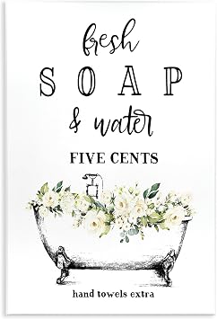 Stupell Industries Fresh Soap And Water Bath Tub Bathroom Design Wall Plaque Art Design By Artist Lettered and Lined 10 x 15 | Stupell Industries | 10 x 15 Inches, Easy to Hang and Sturdy, Made in USA, by Lettered and Lined