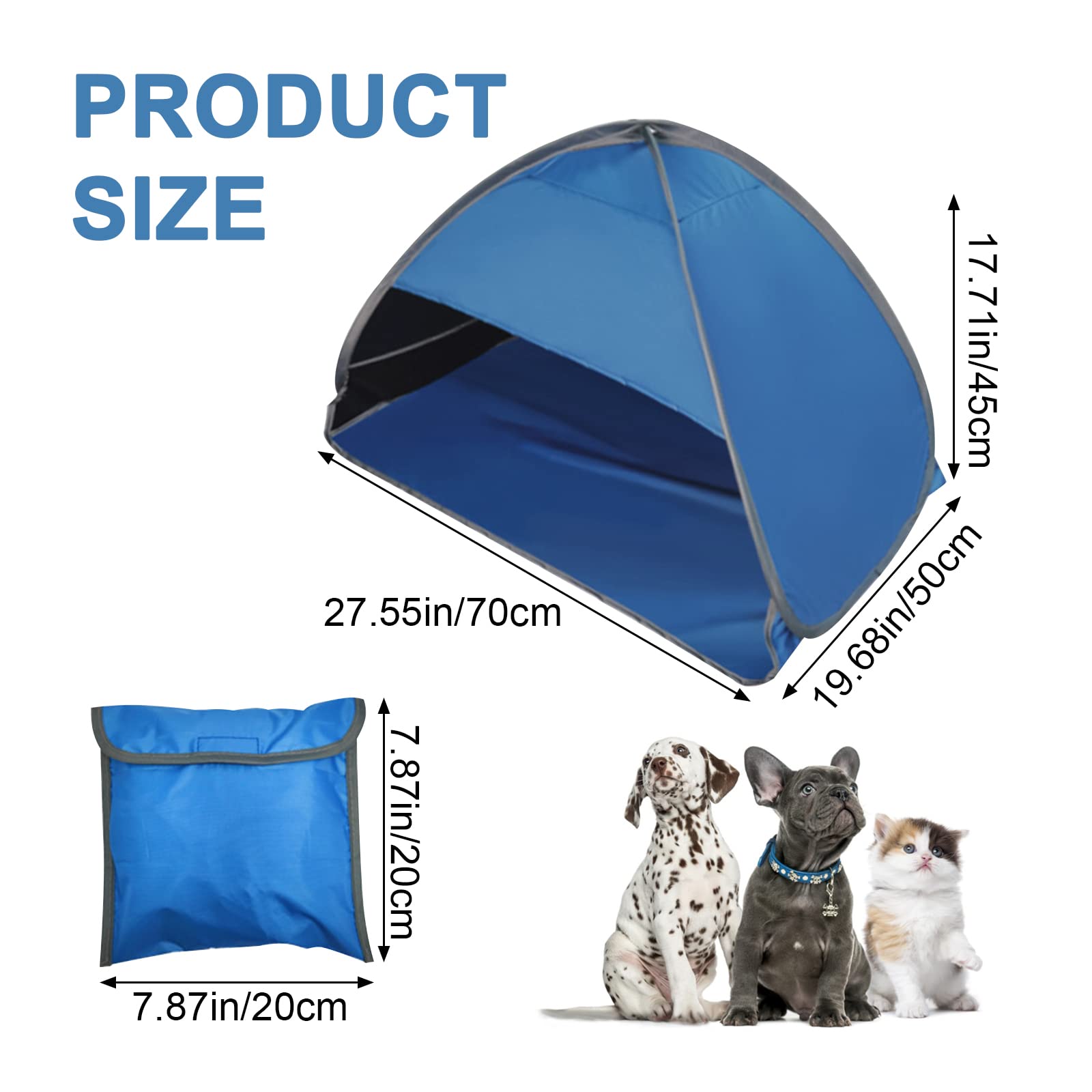 Tente de plage pop-up - 1 lot de tente de plage pliable - Abri solaire anti-UV - Mini tente tête pour l'extérieur, camping, pique-nique, plage - Noir colle bleue - M