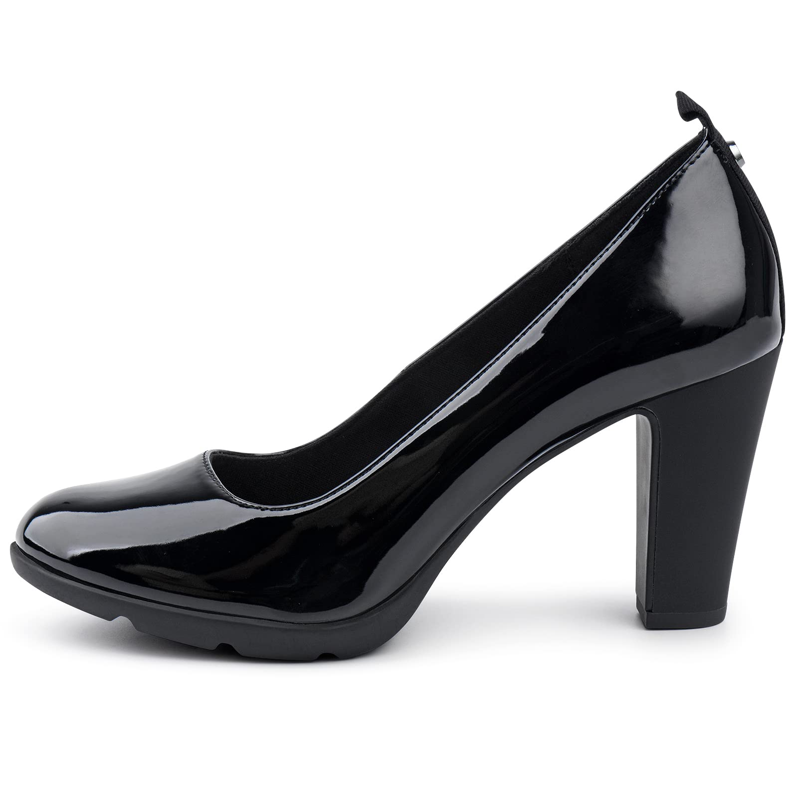 JENN ARDORWomen's Pumps Closed Round Toe Block High Heels 3 inch Leather Pump Shoes