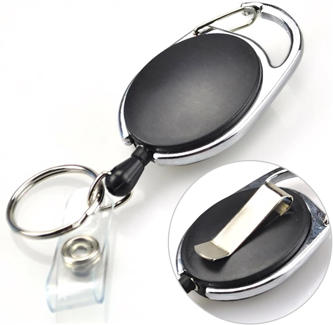 GOGO Carabiner Badge Holder Reels with Back Splint Office Business Card Supply-BLUE50PCS