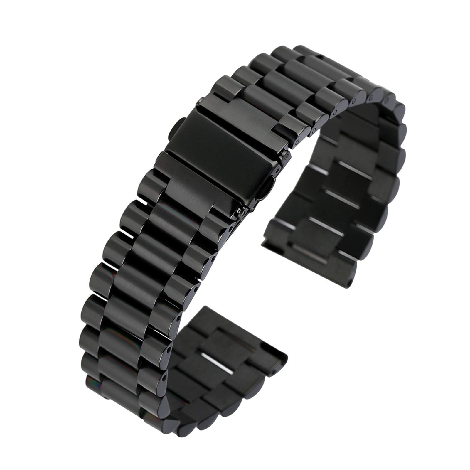 Bracelet de montre en acier noir 22 mm idéal pour sublimer votre style du bureau aux soirées