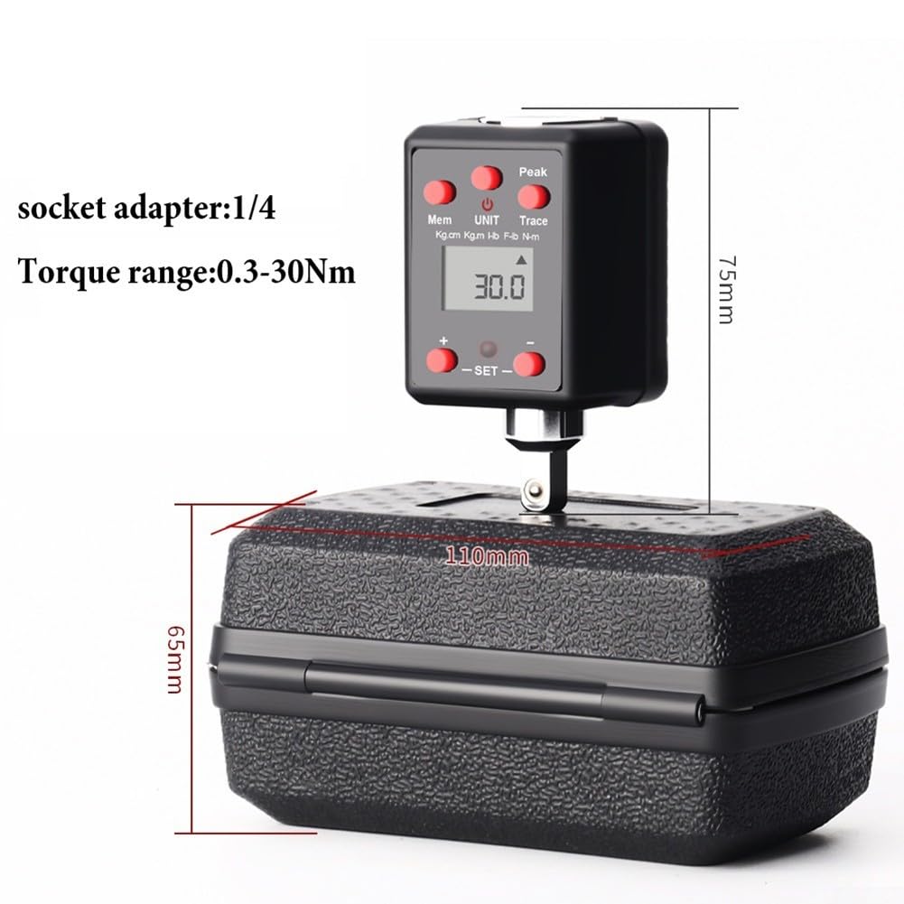 Digitaler Drehmomentschlüssel-Adapter, 1/4, 3/8, 1/2, 3/4 Zoll, robustes Metall, wandelt Ratschenschlüssel in Drehmomentwerkzeug um, 0,3–35 Nm, 1,3–135 Nm, 2–200 Nm, 6–600 N (6,35 mm)
